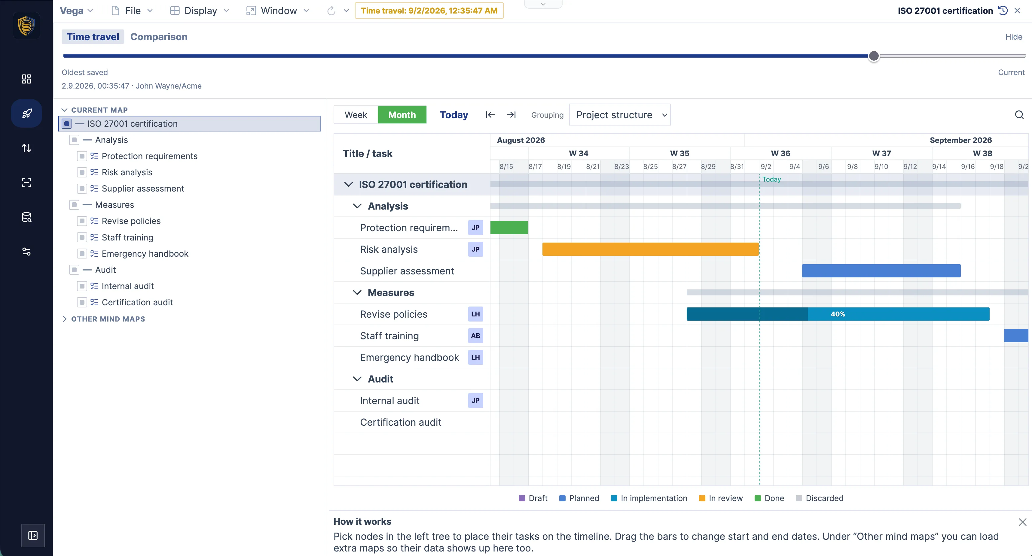 Time travel — the Gantt chart at an earlier date